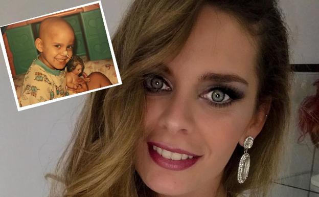 María Sánchez en una imagen de su oerfil en Instagram y arriba de niña hospitalizada en el Niño Jesus