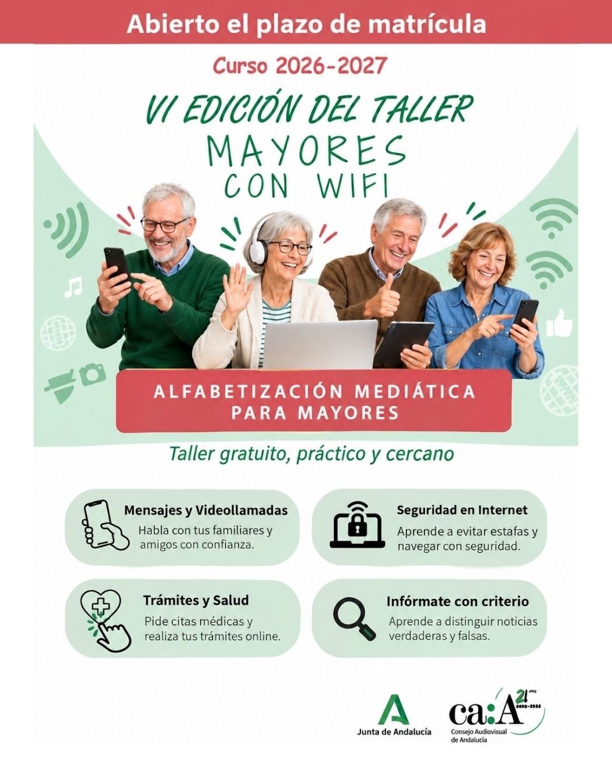 'Mayores con Wifi' inicia una nueva edición en Andalucía para reforzar la autonomía digital