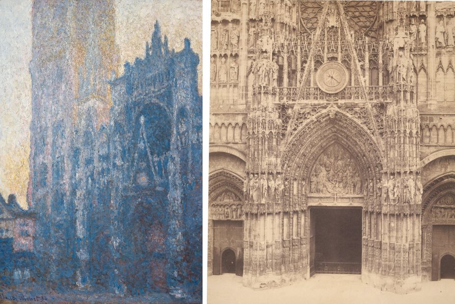 La catedral de Ruán de Monet y la fachada de la catedral de Ruán de Bisson Fréres