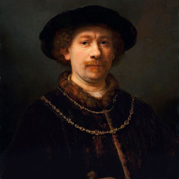 Rembrandt (Rembrandt Harmensz. van Rijn)  Autorretrato con gorra y dos cadenas, c. 1642-1643
