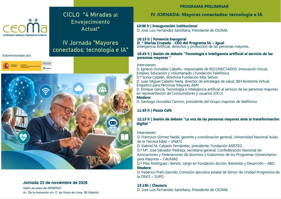 CEOMA aborda los retos y oportunidades de la inteligencia artificial para las personas mayores CEOMA aborda los retos y oportunidades de la inteligencia artificial para las personas mayores