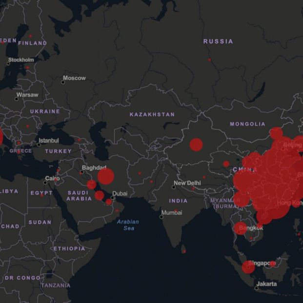 Mapa del coronavirus en tiempo real: así se propaga la epidemia por el mundo