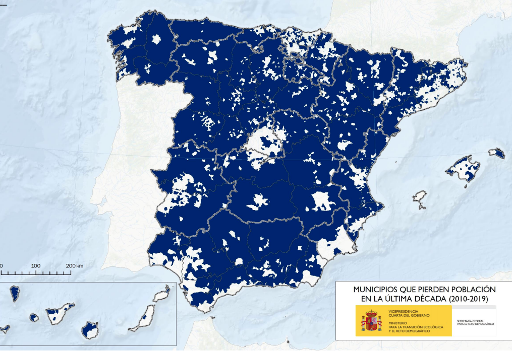 Municipios que pierden población en la última década