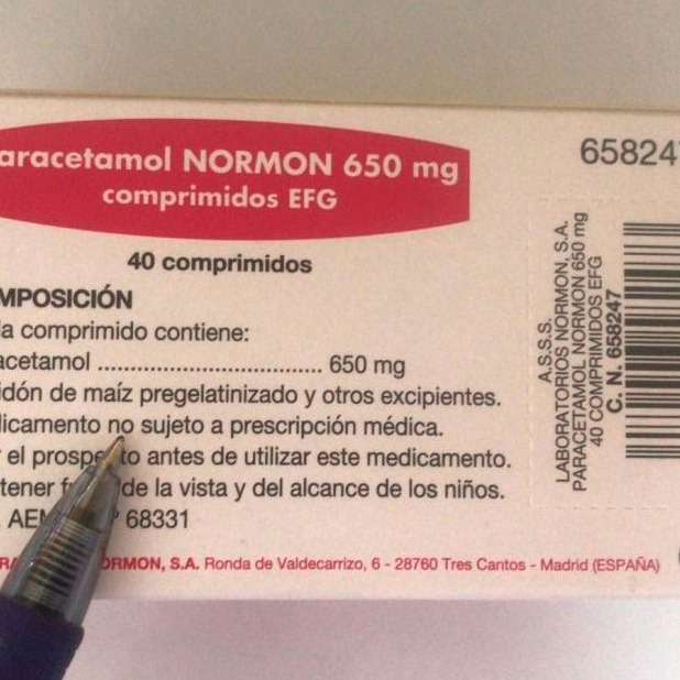 Paracetamol Normon de 650 mg y 40 comprimidos dispensable sin prescripción médica