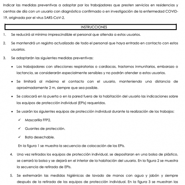 Ejemplo de medidas para trabajadorees de residencias Ejemplo de medidas para trabajadorees de residencias