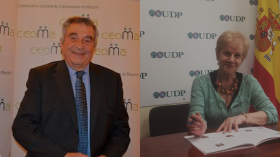 Juan Manuel Martínez (CEOMA) y Paca Tricio (UDP). Foto UDP