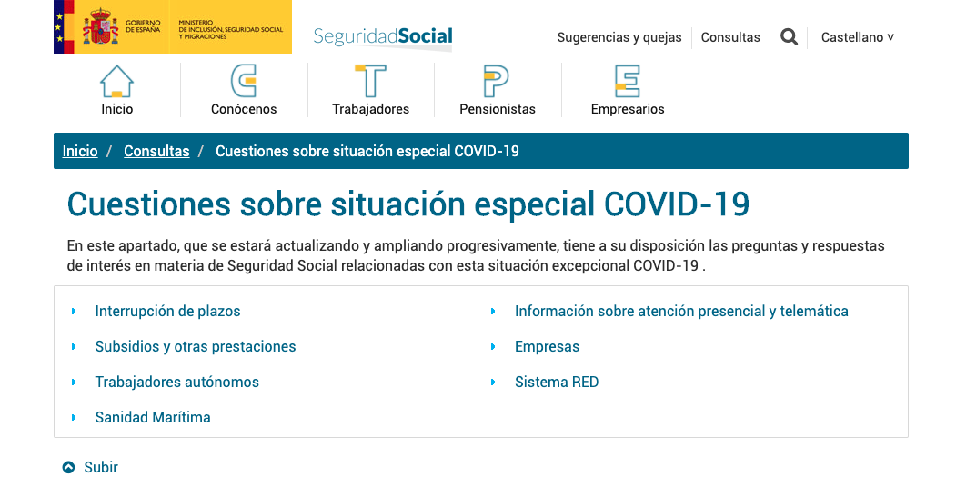 Web de la Seguridad Social