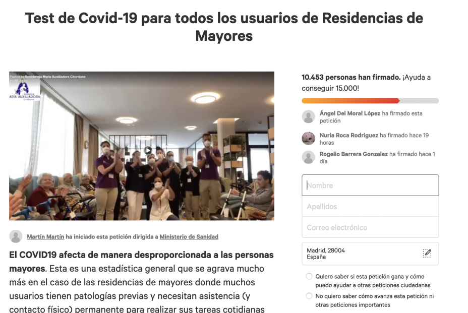 Familiares piden extender los test a todos los usuarios de residencias y trabajadores