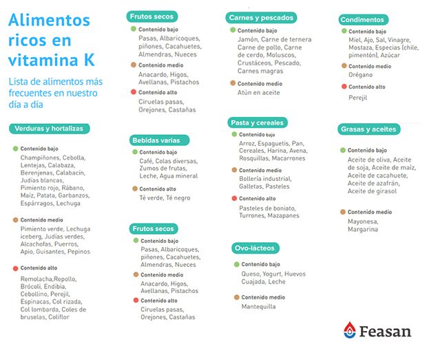 Alimentos ricos en vitamina K