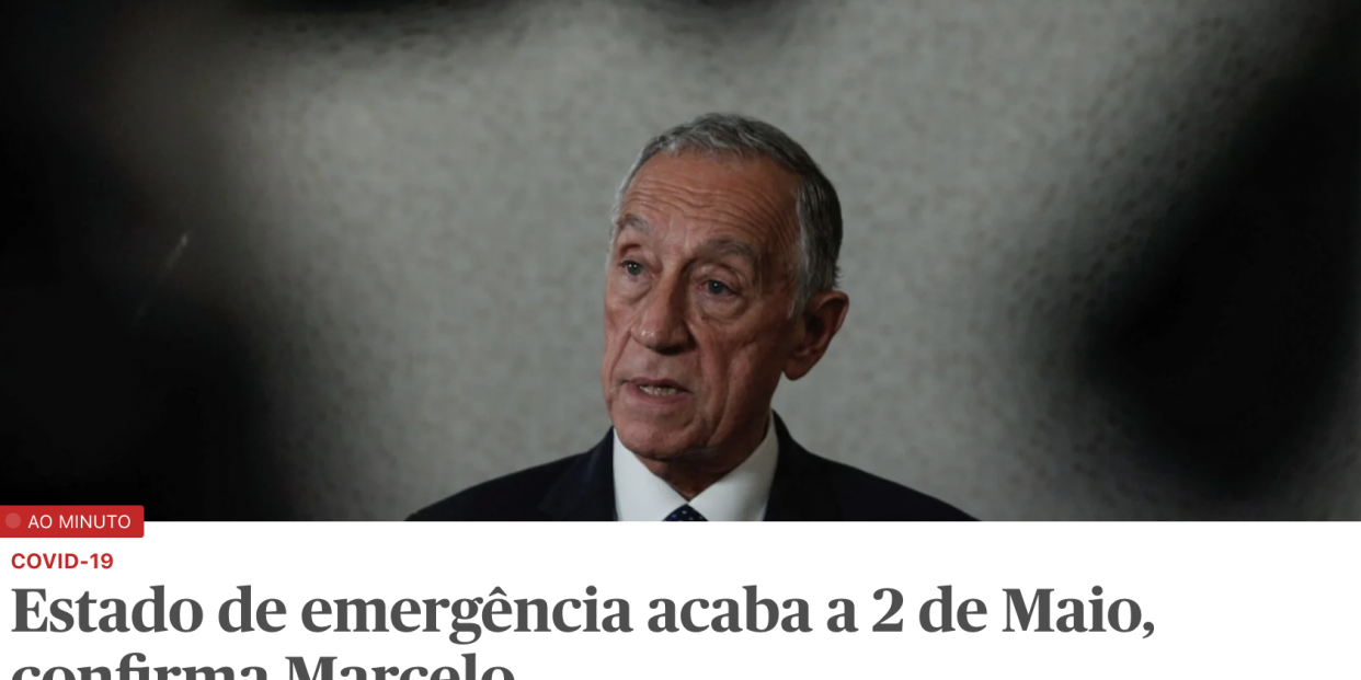 Diario portugués Público: El 2 de mayo se levantará el Estado de Emergencia