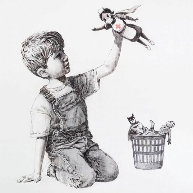El emotivo homenaje de Banksy a los sanitarios, los superhérores del coronavirus