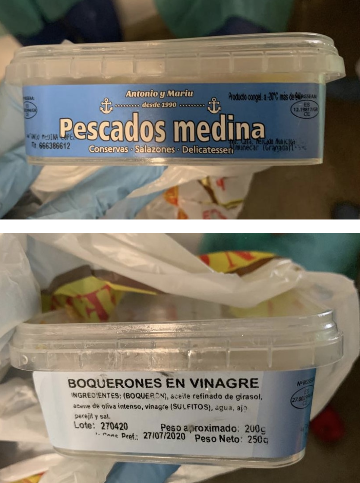 Alerta por presencia de anisakis en boquerones en vinagre