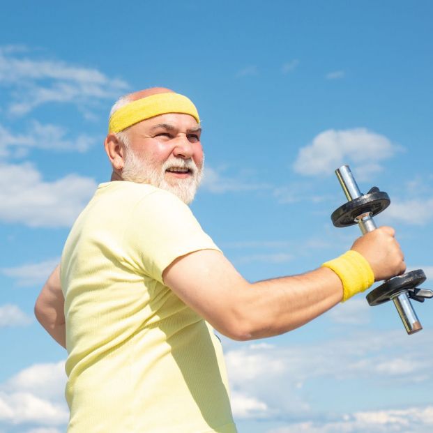 bigstock Old Mature Man Exercising With 327265105