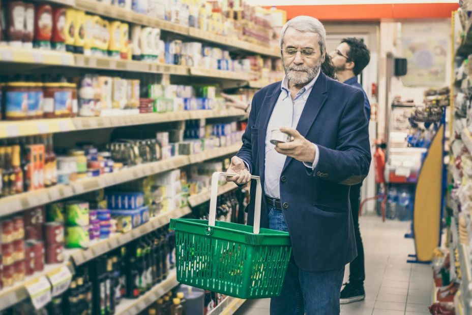 bigstock Mature Man Shopping In Grocery 362589883