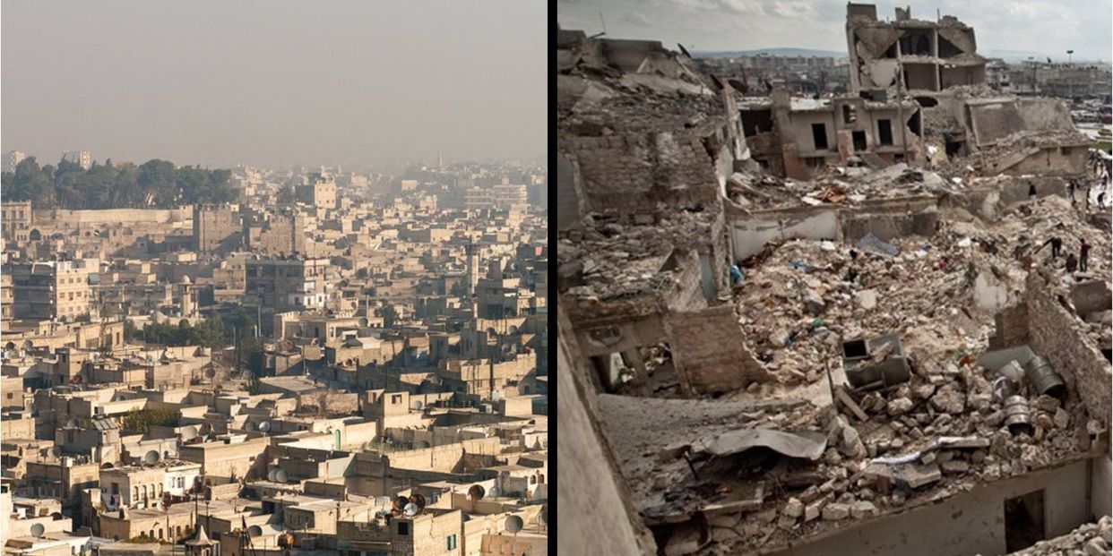 Siria, antes después. Foto: Oxfam Intermon