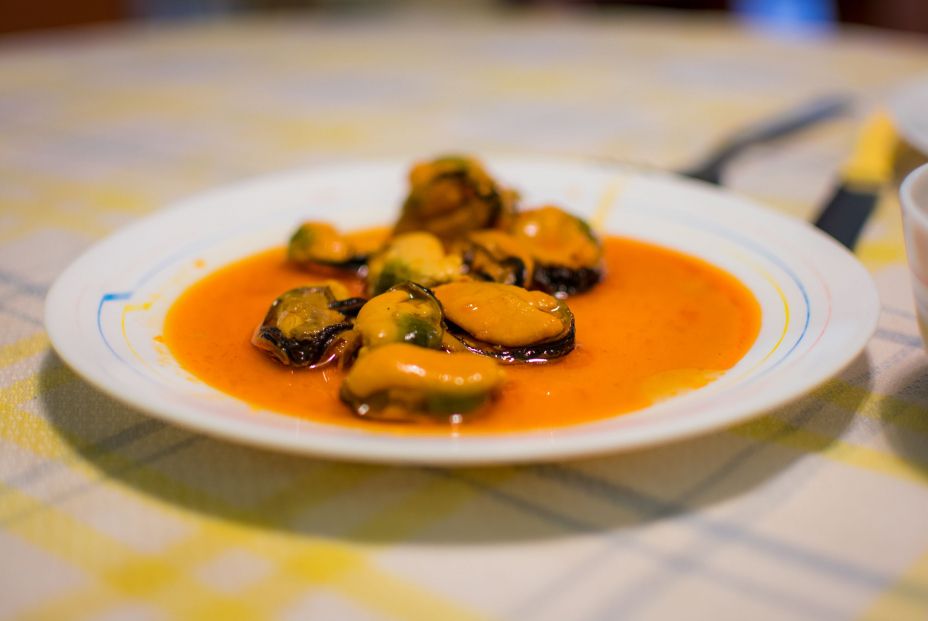 Canned Pickled Mussels Served