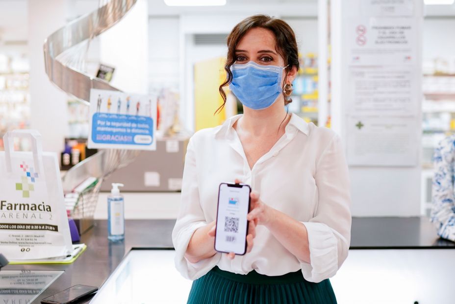 Isabel Díaz Ayuso en la presentación de la Tarjeta Virtual Sanitaria