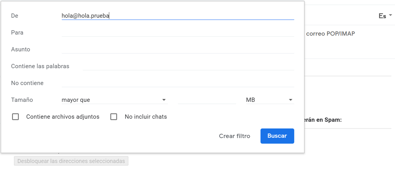 filtro gmail