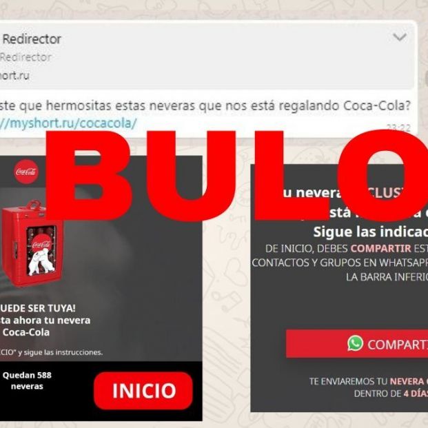 No, Coca-Cola no está regalando neveras por contestar a tres preguntas: es un fraude No, Coca-Cola no está regalando neveras por contestar a tres preguntas: es un fraude