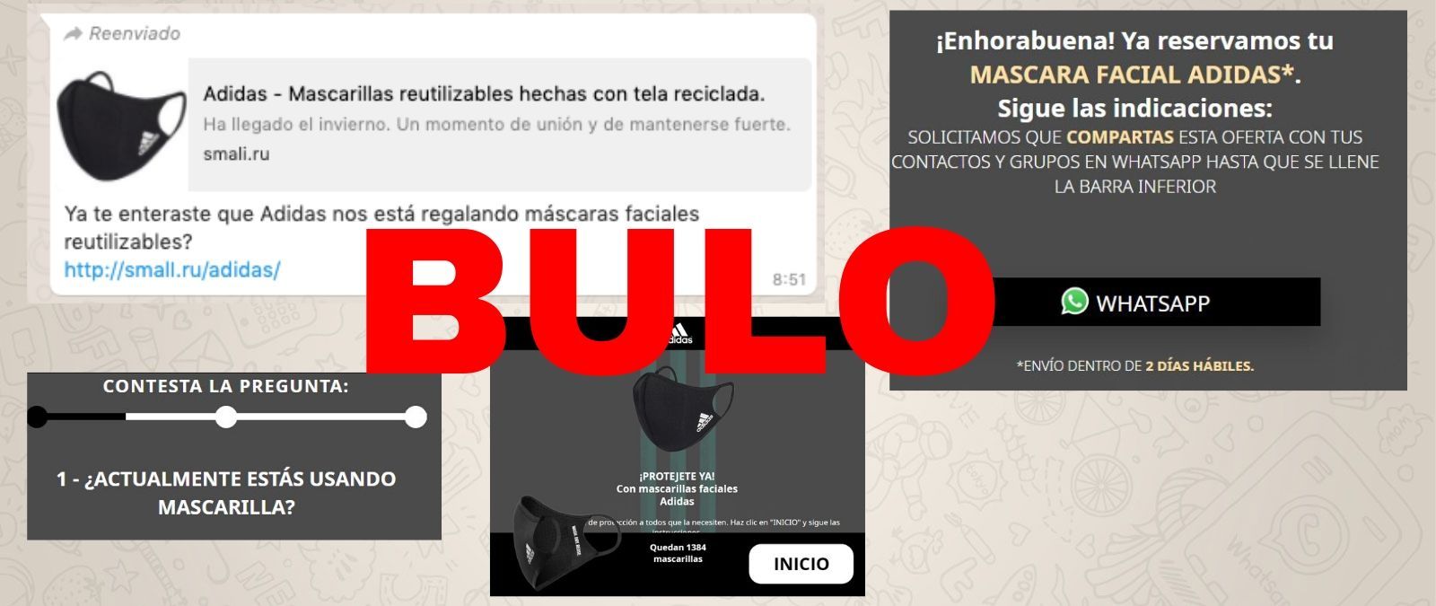 Adidas no está regalando mascarillas reutilizables a través de esta web: es 'phishing'