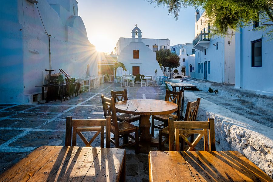 bigstock Tourist Greece scene  restaur 355225424