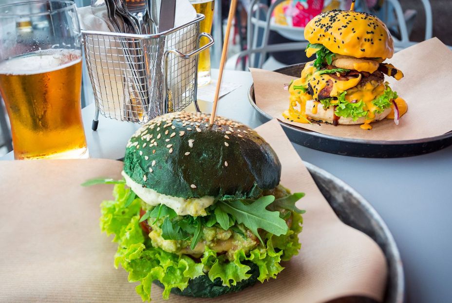 bigstock Green hamburger with guacamole 374050804