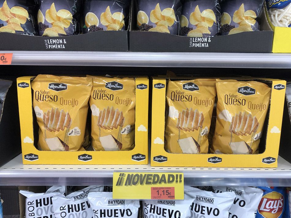 Las nuevas Patatas Onduladas sabor Queso en el lineal de Mercadona 950px