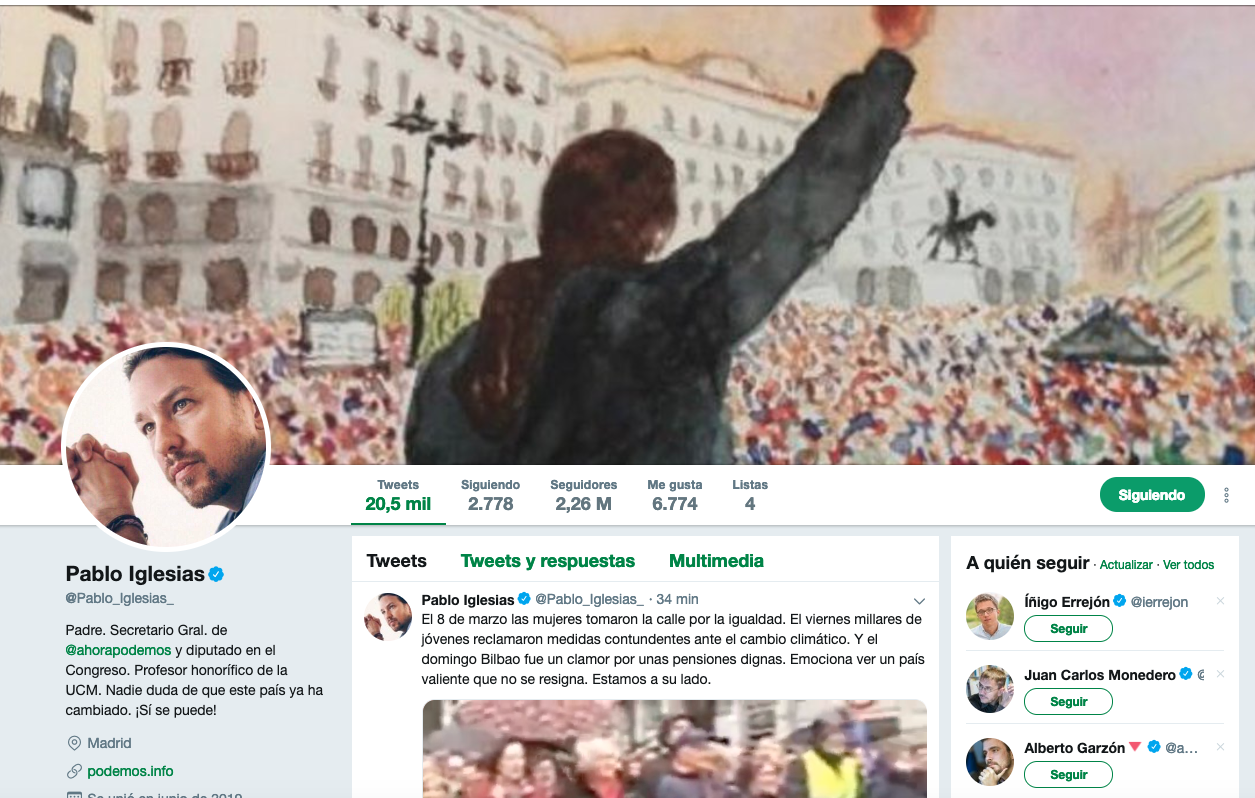 Pablo Iglesias en Twitter