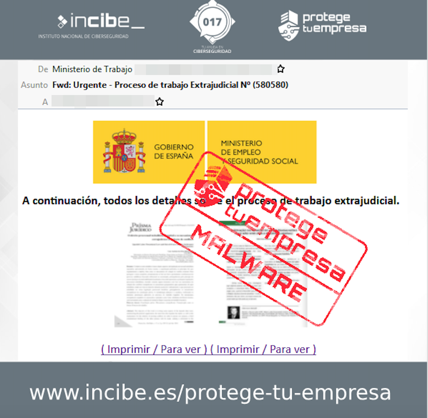 Malware: Cuidado con este correo del Ministerio de Trabajo