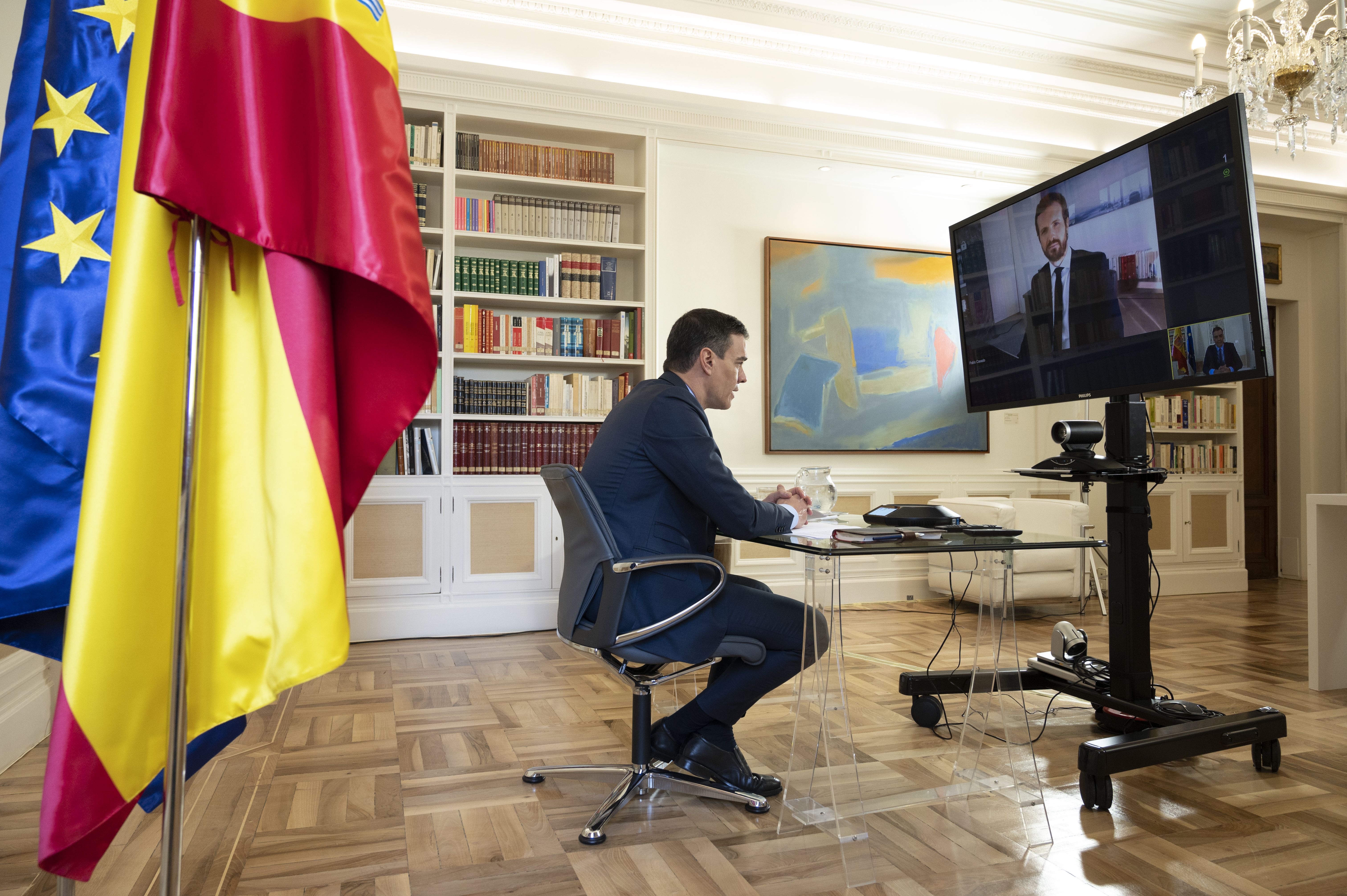 EuropaPress 2851220 presidente gobierno pedro sanchez videoconferencia presidente partido