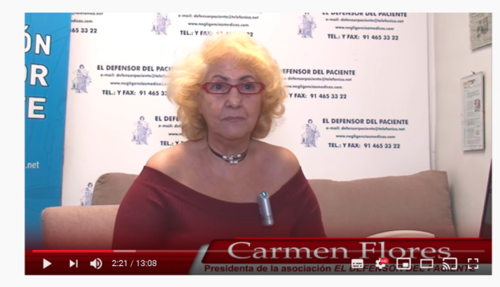 Carmen Flores, presidenta de la asociación Defensor del Paciente