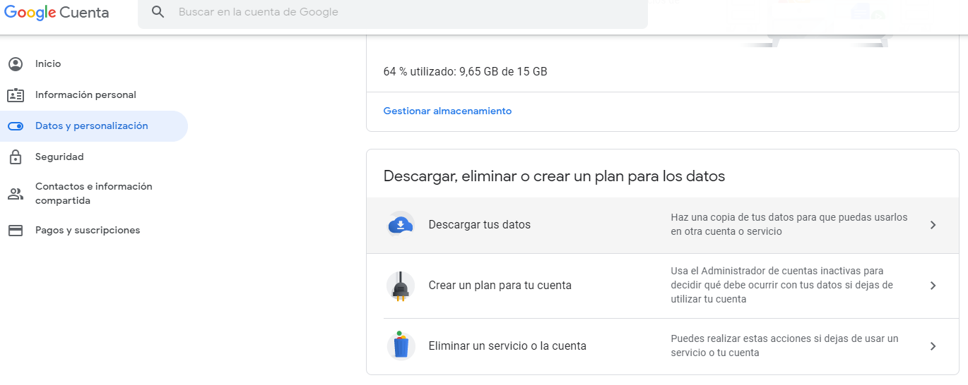 Captura Gmail descargar datos