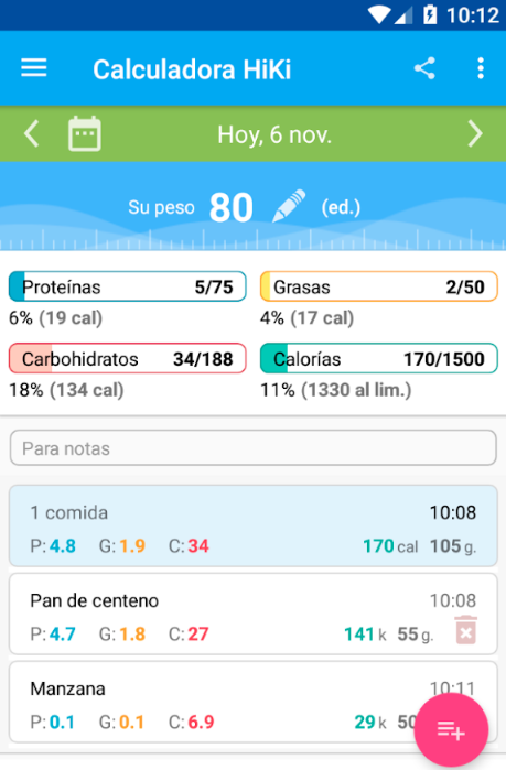 Calculadora de calorías HiKi