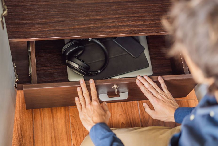 bigstock A Man Puts Gadgets In A Cabine 373872265