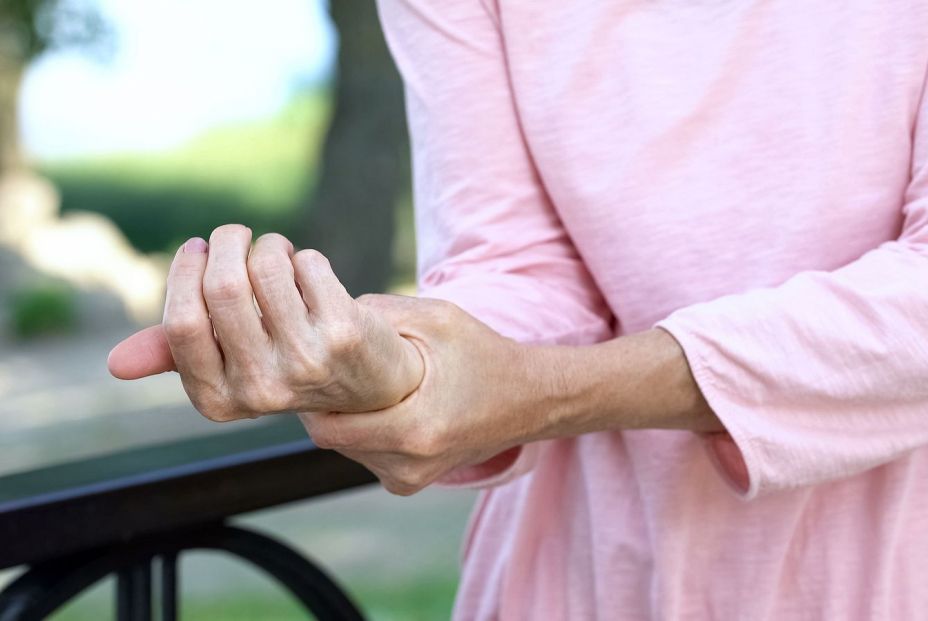 bigstock Old Woman Stretching Numb Arm  349835755