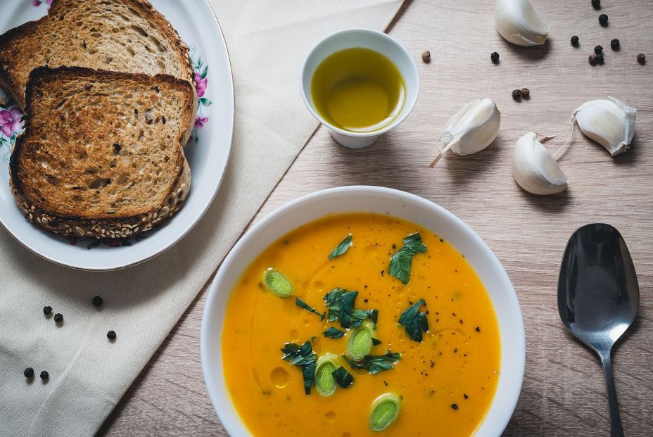 bigstock Close Up Pumpkin Soup Food On  351925289