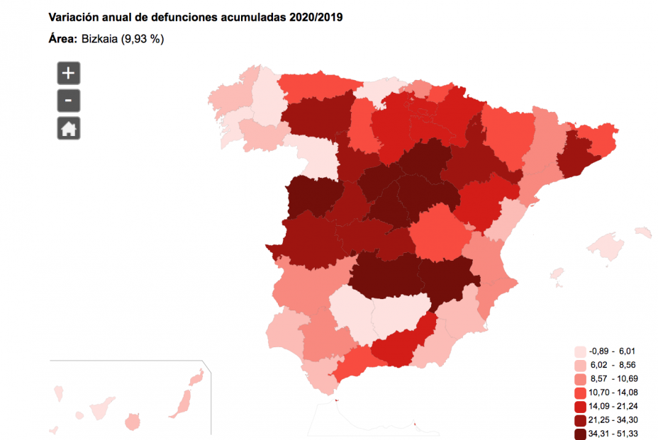 mapa defunciones ine