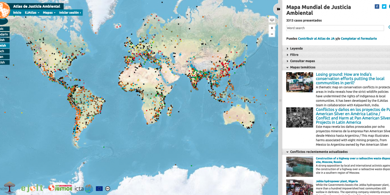 Todos los conflictos ambientales recogidos en un mapa