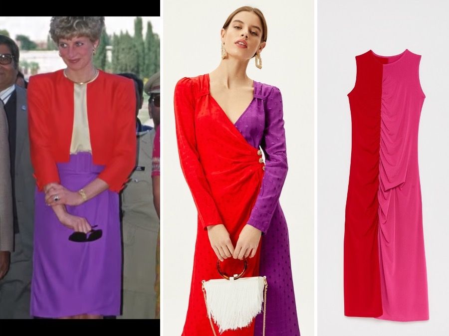 vestido rojo morado