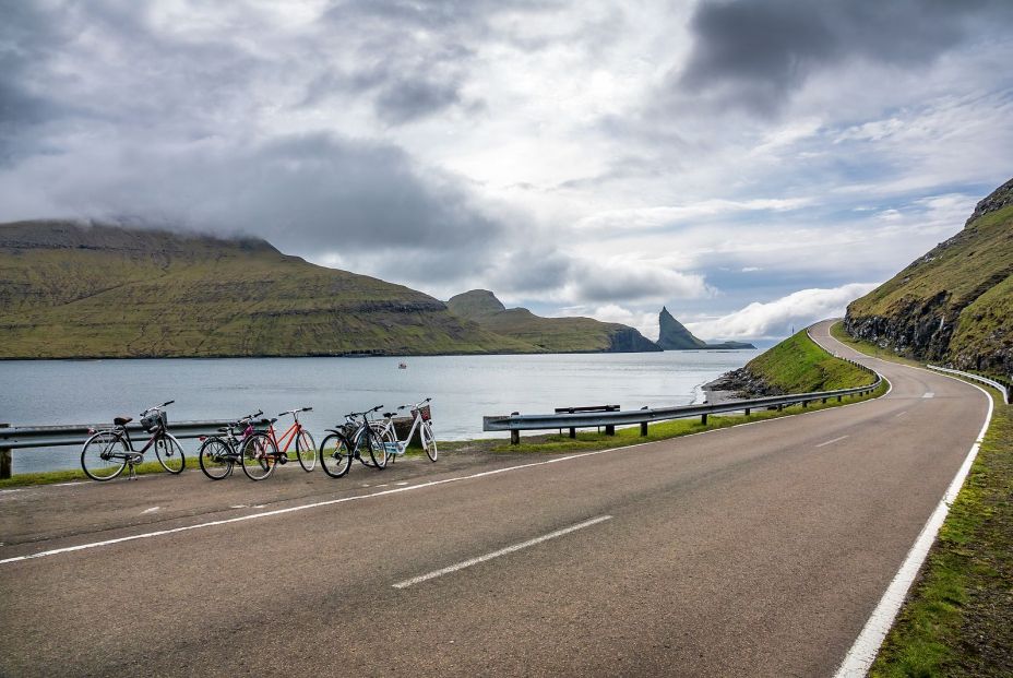 bigstock Bicycles Parked Near High Slop 395189735