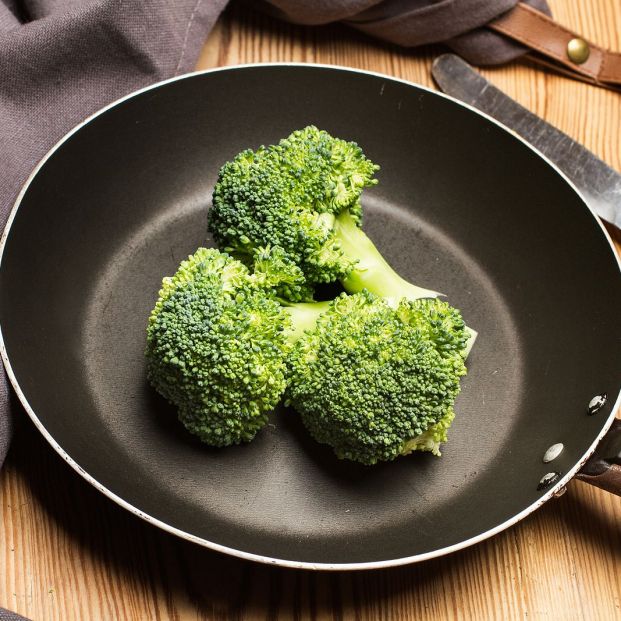 bigstock Brocoli In A Frying Pan On A W 328065979