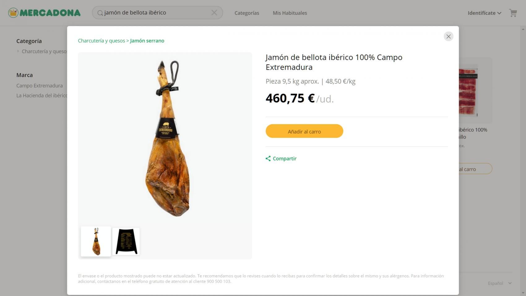 jamon bellota mercadona