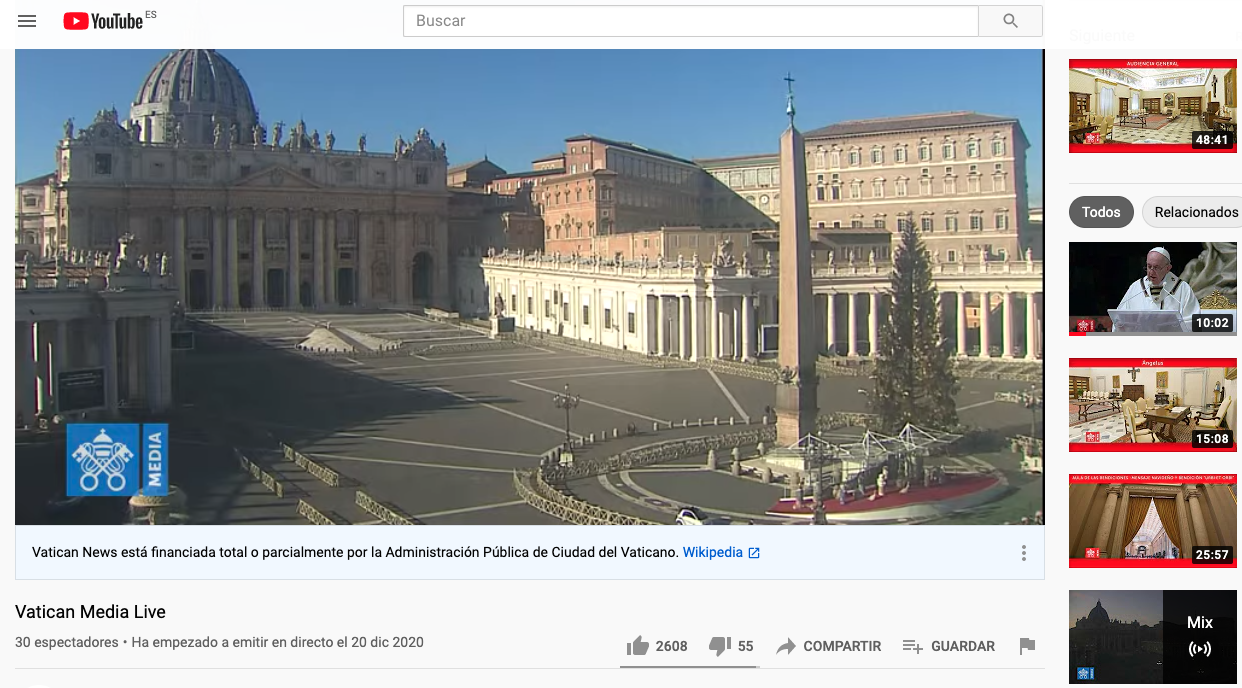 Emisión de misas desde el Vaticano en YouTube Emisión de misas desde el Vaticano en YouTube