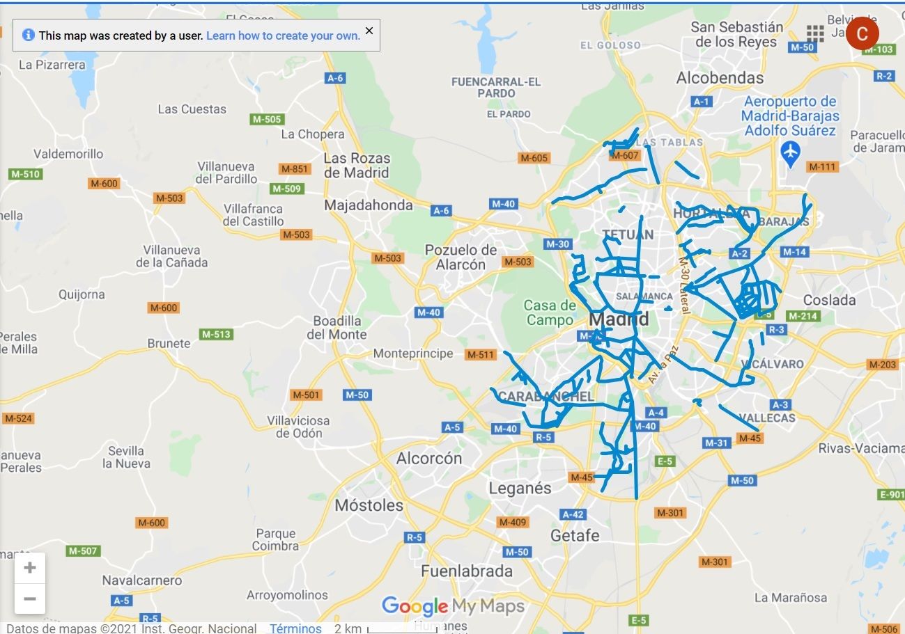 El mapa que informa en tiempo real de las calles que ya están limpias de nieve en Madrid