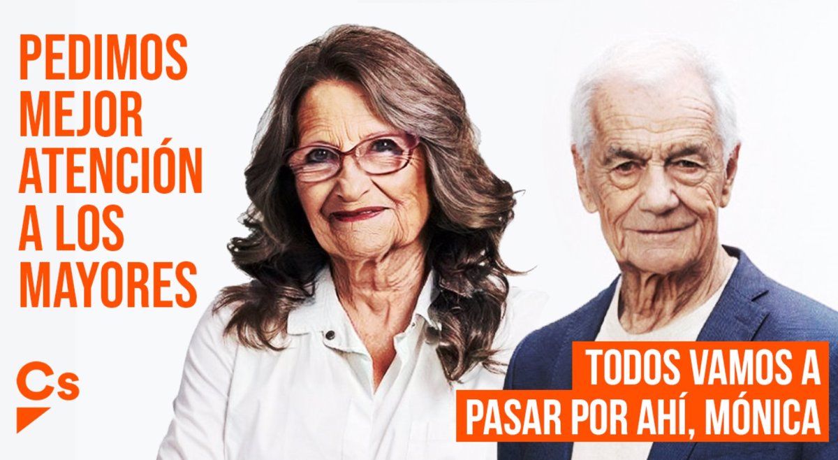 Ciudadanos envejece a Oltra y a Cantó en una campaña para exigir más protección a los mayores