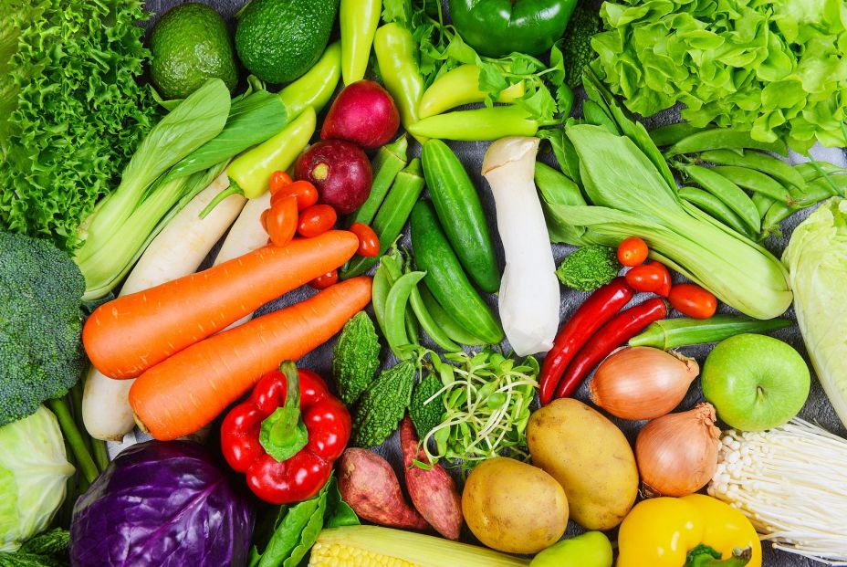 bigstock Mixed Vegetables And Fruits Ba 333445840