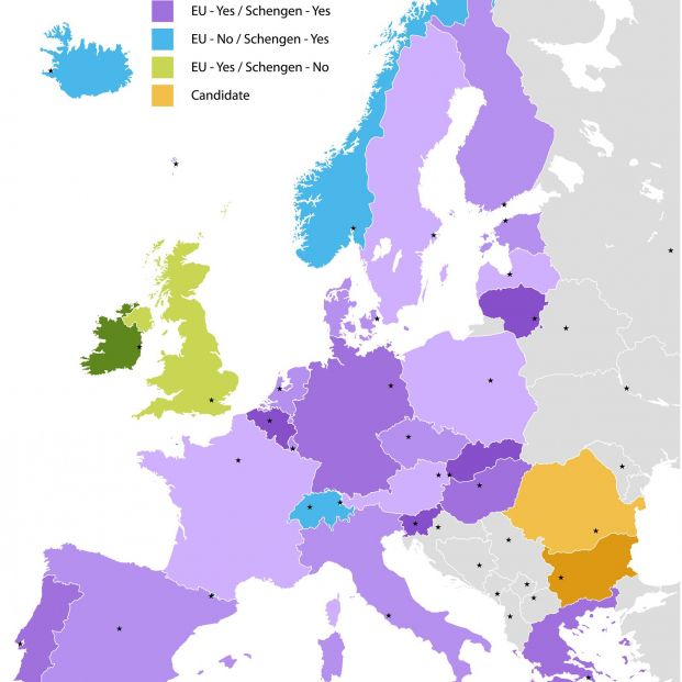 Especificaciones del área Schengen con la particularidad de Reino Unido e Irlanda