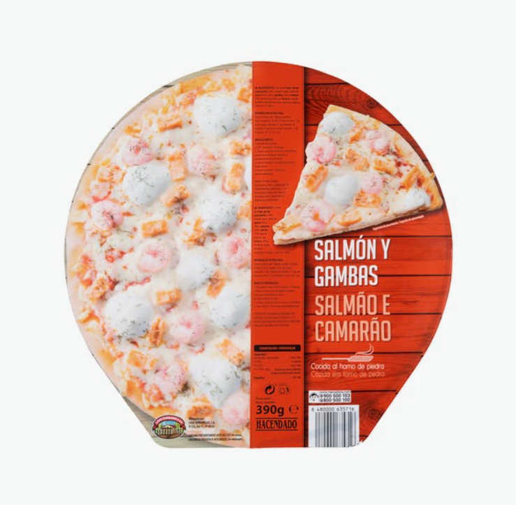 Pizza salmón y gambas Mercadona