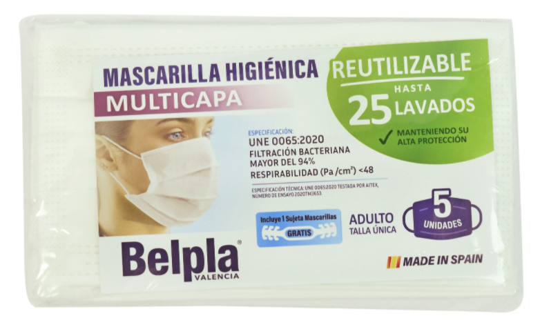 Belpla (Consum) Mascarilla higiénica multicapa 25 lavados