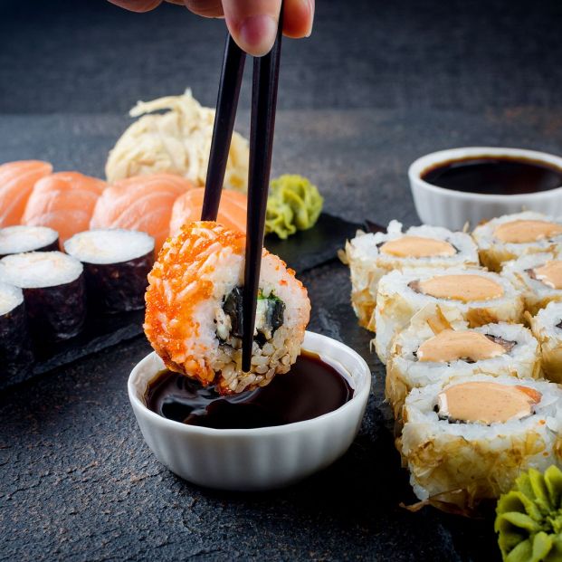 bigstock Tasty Sushi Rolls Set On Stone 367302367
